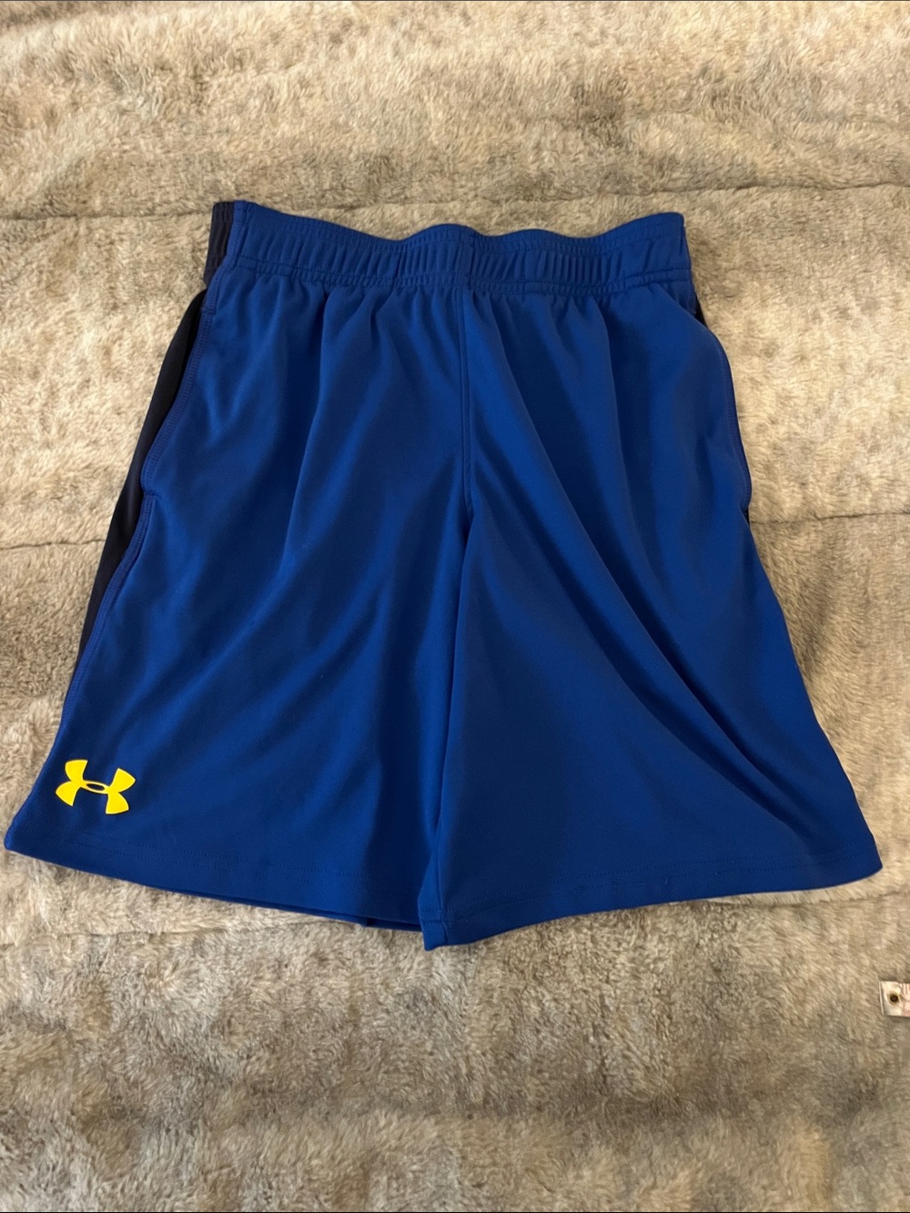 Under Armour Royal Blue Athletic Shorts with Yellow Logo